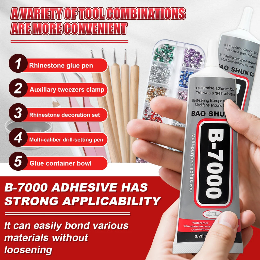 B-7000 15ML Transparent Super Glue B7000 Jewelry Craft Fabric Shoes DIY Adhesive, With Jewelry Crafting Kit,Precision Applicator