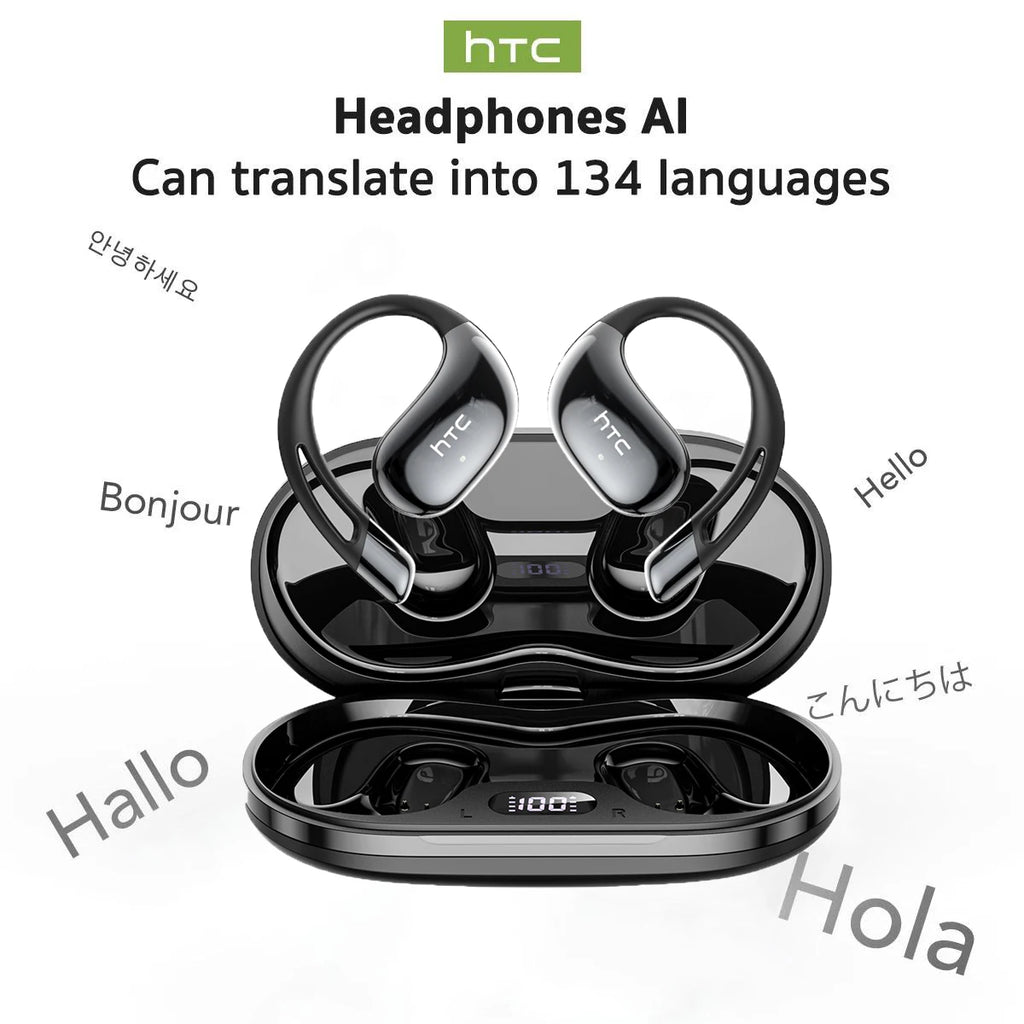 Auriculares Traductor DeIdioma 2026 AI Real-Time Translator Comfortable Sport Earbuds HTC NE57 Surround Sound for Work Travel