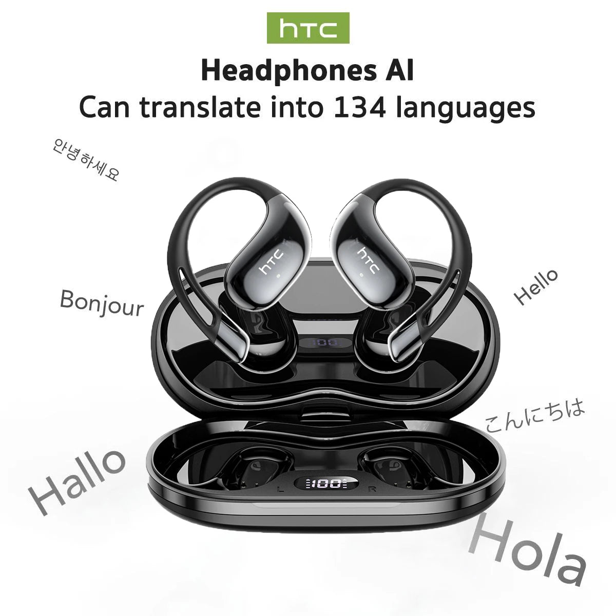 Auriculares Traductor DeIdioma 2026 AI Real-Time Translator Comfortable Sport Earbuds HTC NE57 Surround Sound for Work Travel