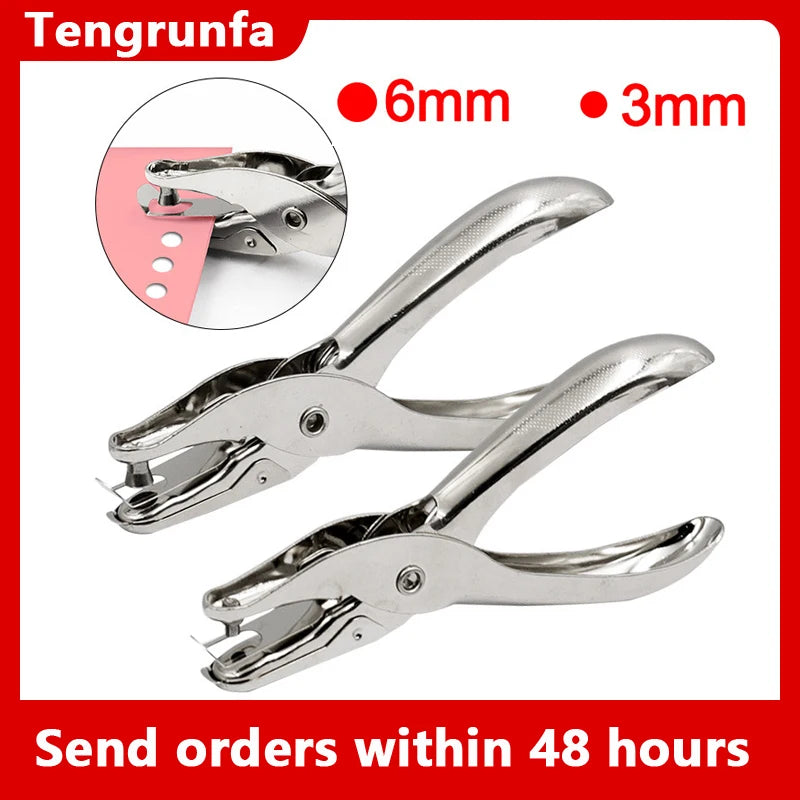 1pcs 3mm/6mm Mini Stainless Steel Punch Single Hole Punching Pliers Hand Press Pliers Binding Ticket Checking Punch