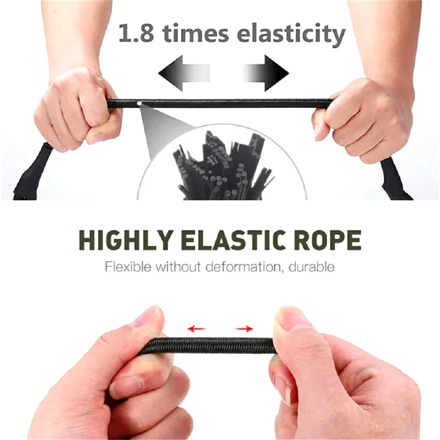 30-210cm 8mm Packing Ropes Outdoor Elastic Bungee Cords with Red Hooks Stretch Lightweight for Bikes Car Luggage Roof Rack Strap
