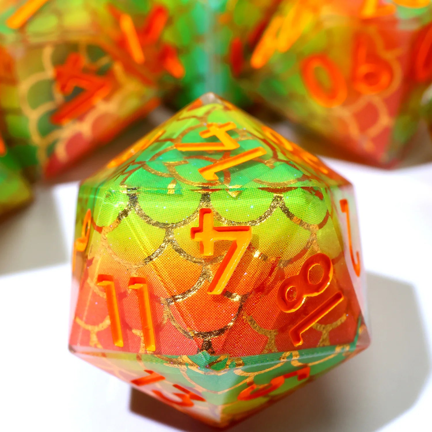 Enchanting DND Dice Set with Ocean Wave & Peach Blossom Designs-Perfect for Board Game,RPG & Tabletop Gaming Adventures-F2