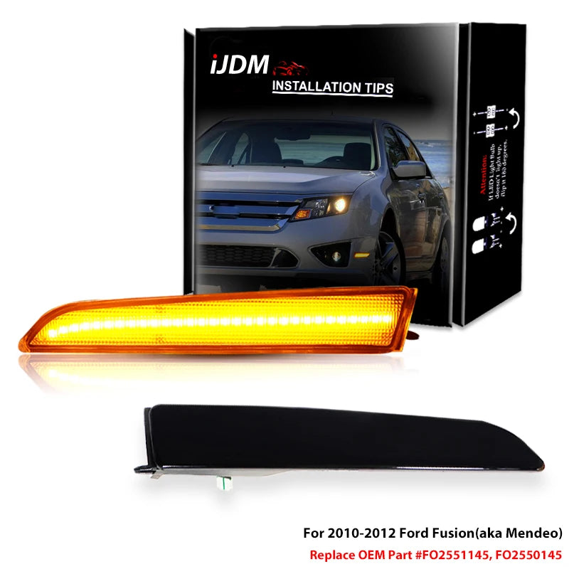 2pcs Car Front Side Marker Parking Lights Fender Corner LED Amber  Fit for 2010-2012 Ford Fusion(aka Mendeo) Turn Signal Light