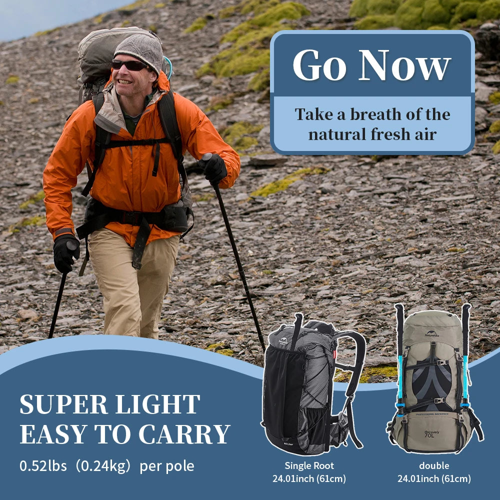 Naturehike Hiking Poles Three Sections Of Aluminum Pole For Mountaineering Hiking Skiing Travel Poles Climbing Trekking Pole