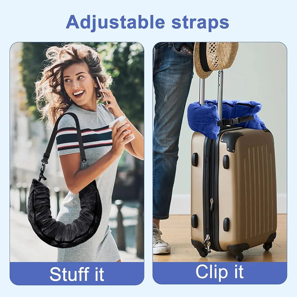 Multifunctional Fillable Travel Neck Pillow bag With Storage Pouch Comfortable U-Shaped Pillow Luggage Pillowcase Portable bag