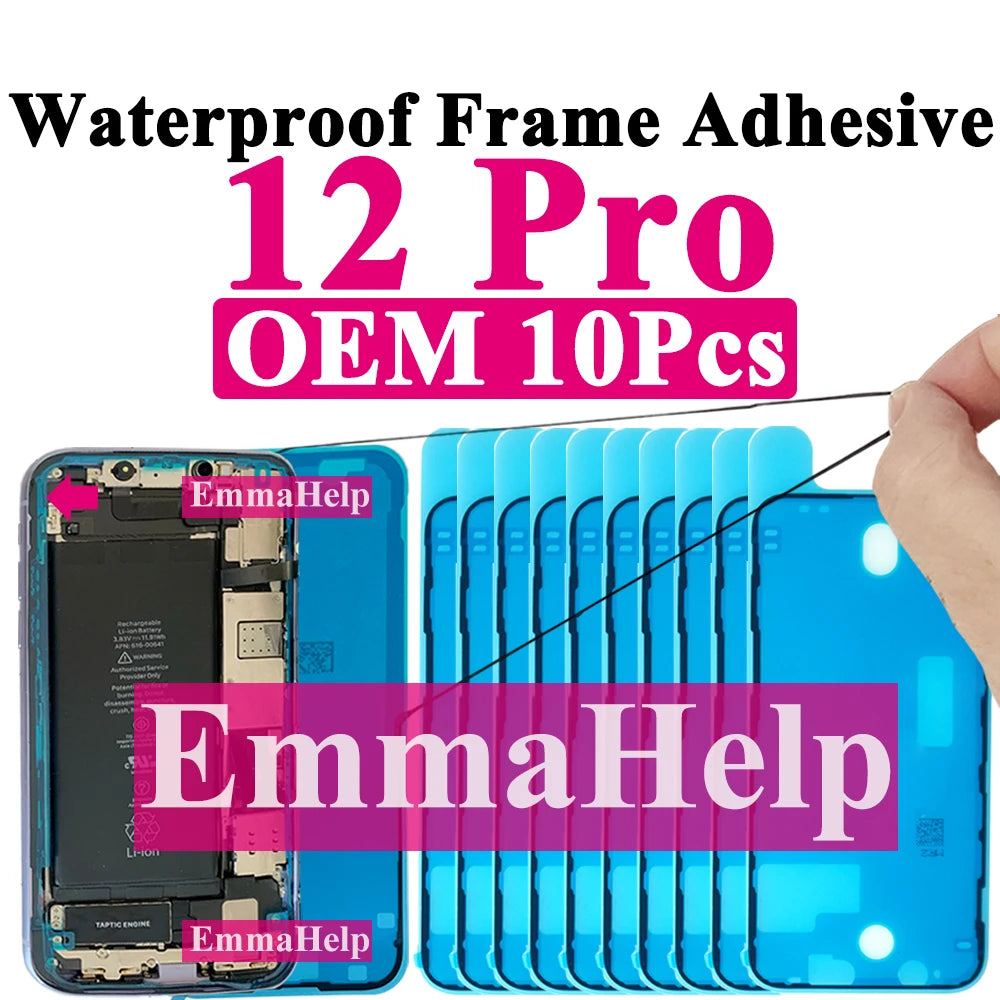 10pcs Waterproof Sticker for iPhone 16 Pro Max 17 14 13 12 11 15 XS XR 8 SE 3M Seal Adhesive Pre-Cut LCD Screen Frame Tape Glue