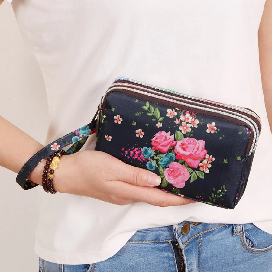 New Women Long Fabric Clutch Purse, Multi-function Cell Phone Wallet, Portable Small Coin Purse Handbag for Ladies Daily Use