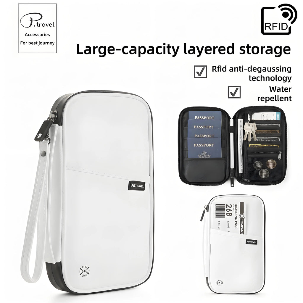 RFID Travel Passport Holder Waterproof Document Organizer Wallet Large Capacity Ticket Card Bag for Men Women Family Trip