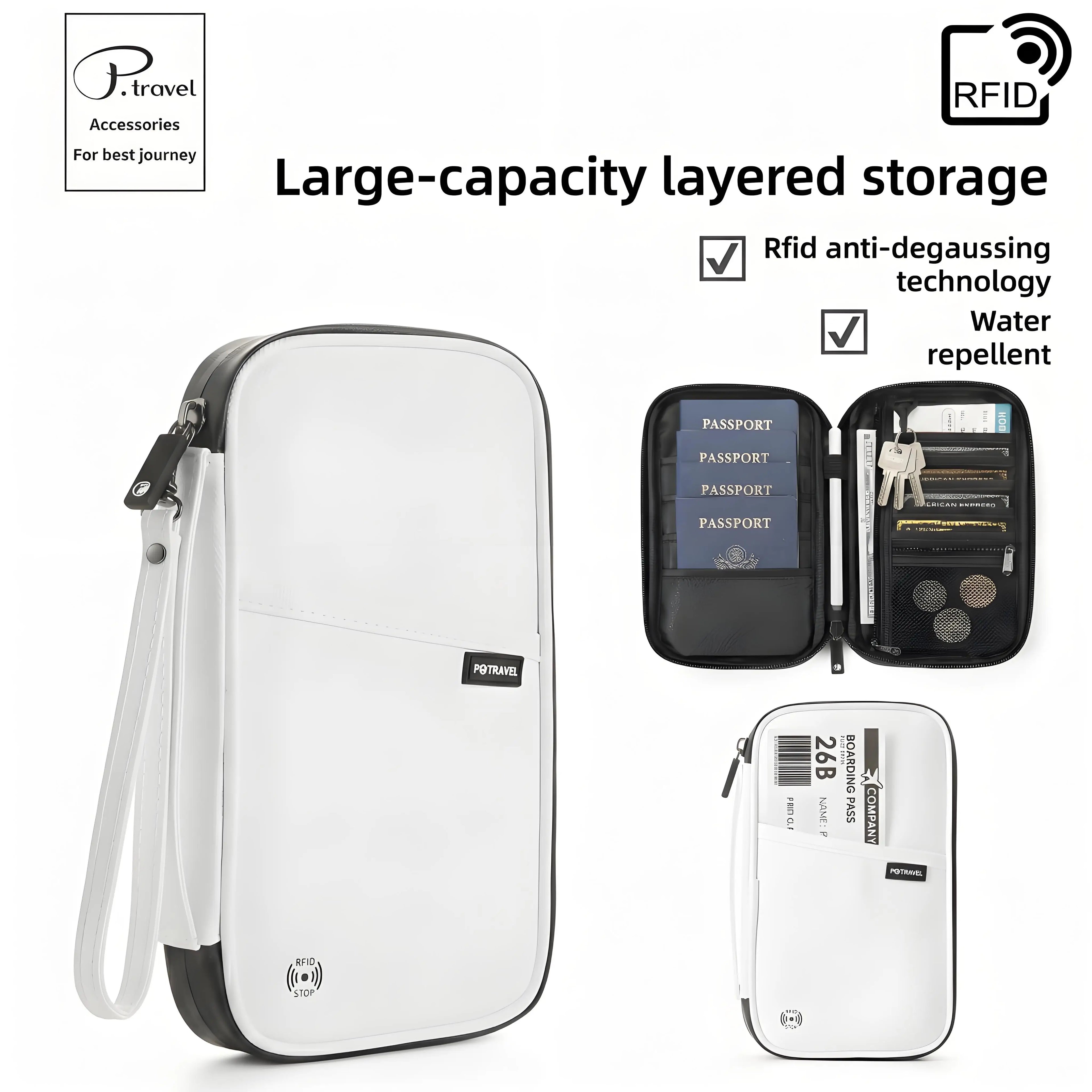 RFID Travel Passport Holder Waterproof Document Organizer Wallet Large Capacity Ticket Card Bag for Men Women Family Trip