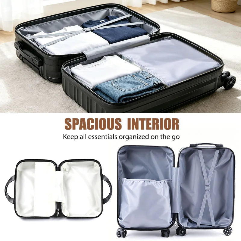 2 Piece Hardside Luggage Set - 20 Inch Carry On Suitcase with TSA Lock, USB Port & Silent Spinner Wheels, Lightweight PC+ABS Travel Luggage for Business Trip