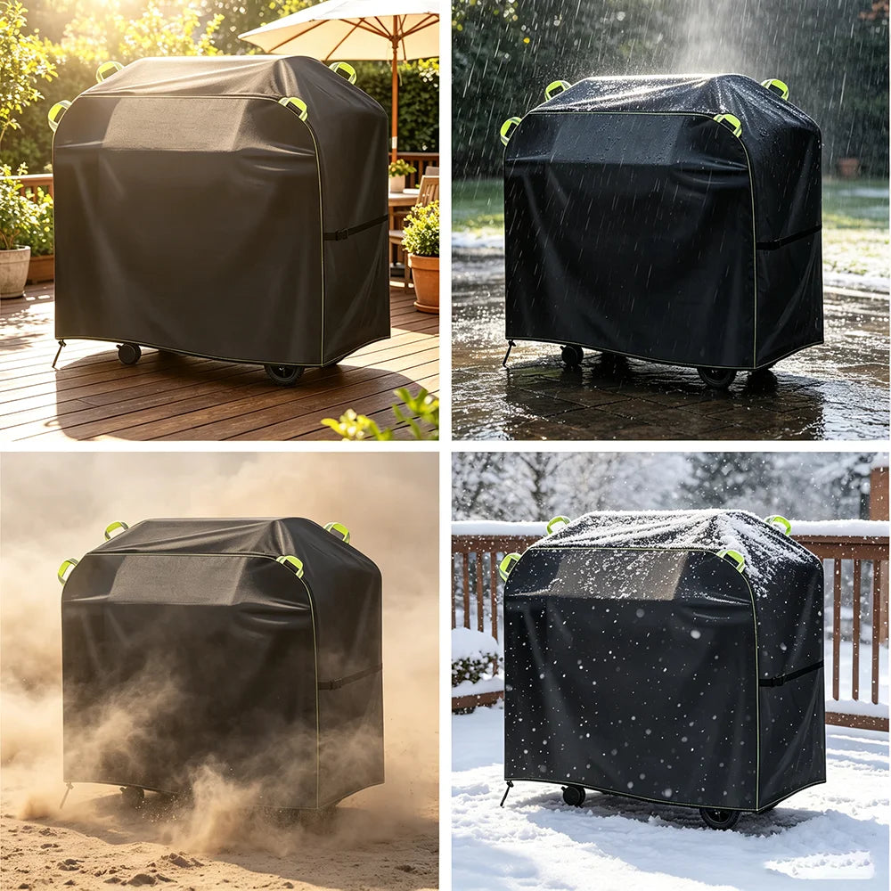 210D Outdoor BBQ Cover for Garden Waterproof Sunproof Dustproof Rain Shelter Protective Cover for Picnics And Camping