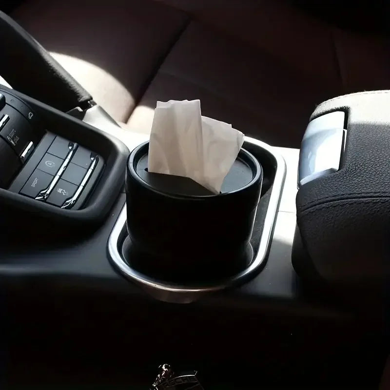 New Car Trash Can With Lid Mini Auto Garbage Can Leakproof Vehicle Trash Bin Fits Cup Holder in Console or Door for Automotive