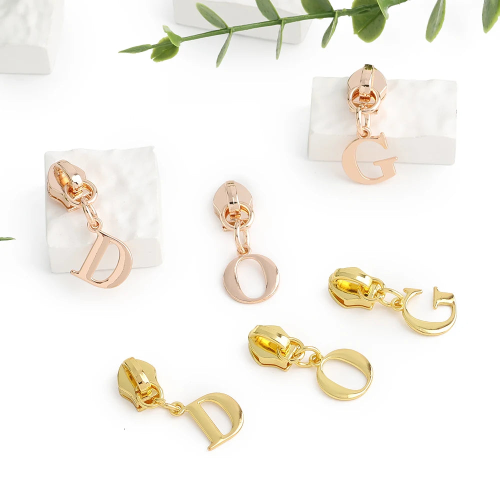 20/50PCS 5# Nylon A-Z English Initial Letter Zipper Puller Slider For Create Personal Logo Bag Purse Trinkets Gift Accessories