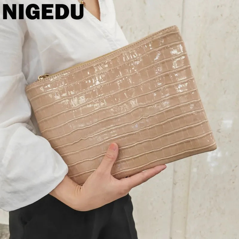 Fashion Crocodile Women Envelope Clutch Bag Ladies Evening Party Large Clutches Handbag PU Leather Alligator Phone Purses Bolsas