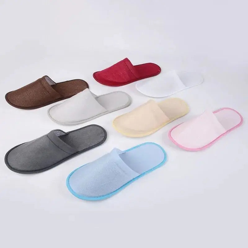 5-10 Pairs Disposable Slippers Women Men Home Soft Plush Slides Unisex Travel Hotel Households Non-slip Shoes Family Guest Shoes