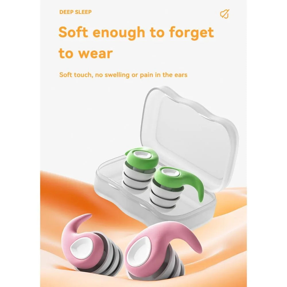 Three Layer Silicone Noise Reduction Earplugs Soft Comfortable Sound Insulation Sleeping Earplugs for Adults Children