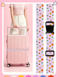 Adjustable Luggage Strap for Suitcase, Cute Print Travel Luggage Belt with Buckle, Soft Fabric Anti-loose Suitcase Binding Strap