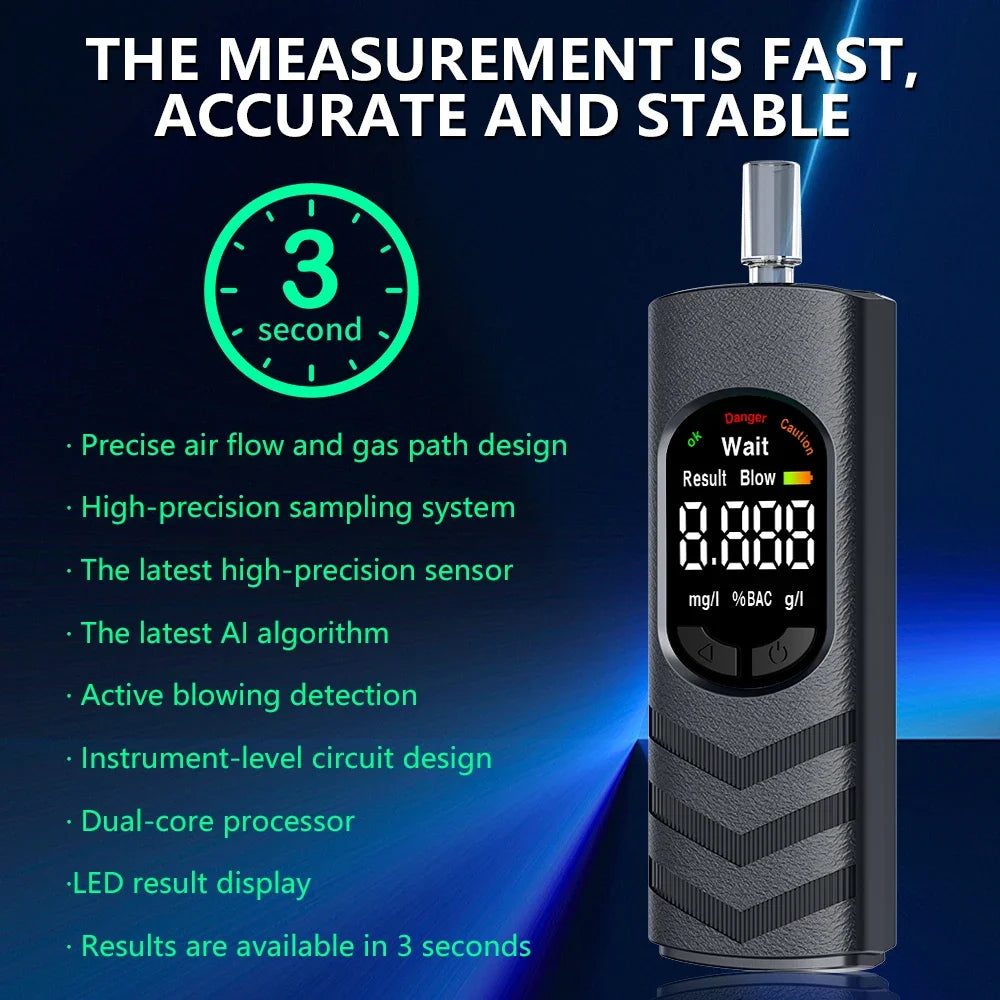 1 Pc Digital Alcohol Tester Professional Alcohol Detector Breathalyzer Police Alcotester LCD Display Drunk Driving Test for Home