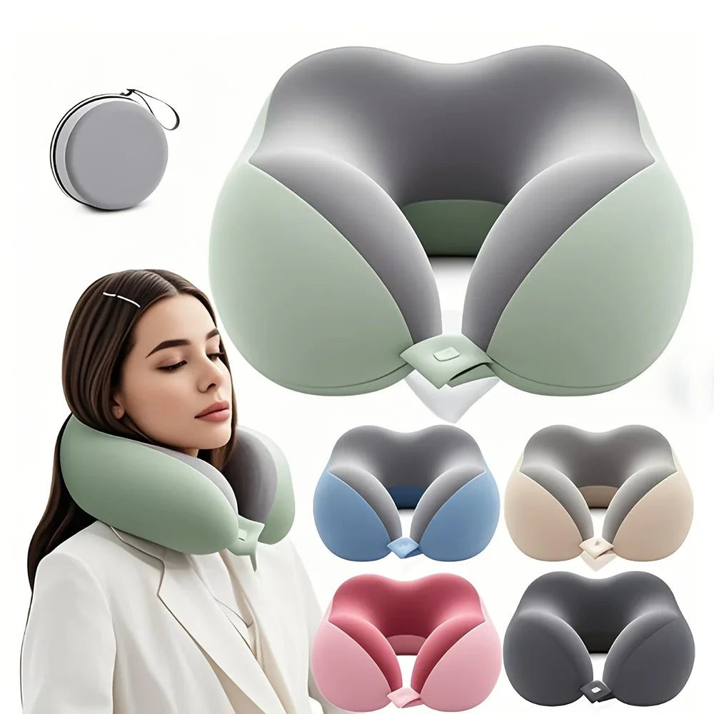 Memory Foam Neck Pillow U Shape Ergonomic Support with Storage Bag Travel Office Airplane Lightweight Portable Machine Washable
