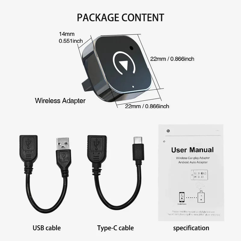 Lenovo 2 in1 Wireless Carplay Adapter Wireless Android auto Dongle Bluetooth Plug&Play For Toyota Volvo Hyundai VW Audi MG Benz