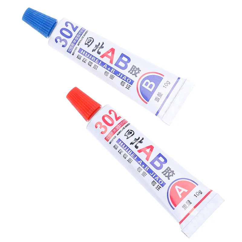 2pcs Liquid AB Glue 302 Metal Wood Fabric Rubber Leather Plastic UV Adhesive Universal Cyanoacrylate Epoxy Glue Strong Super