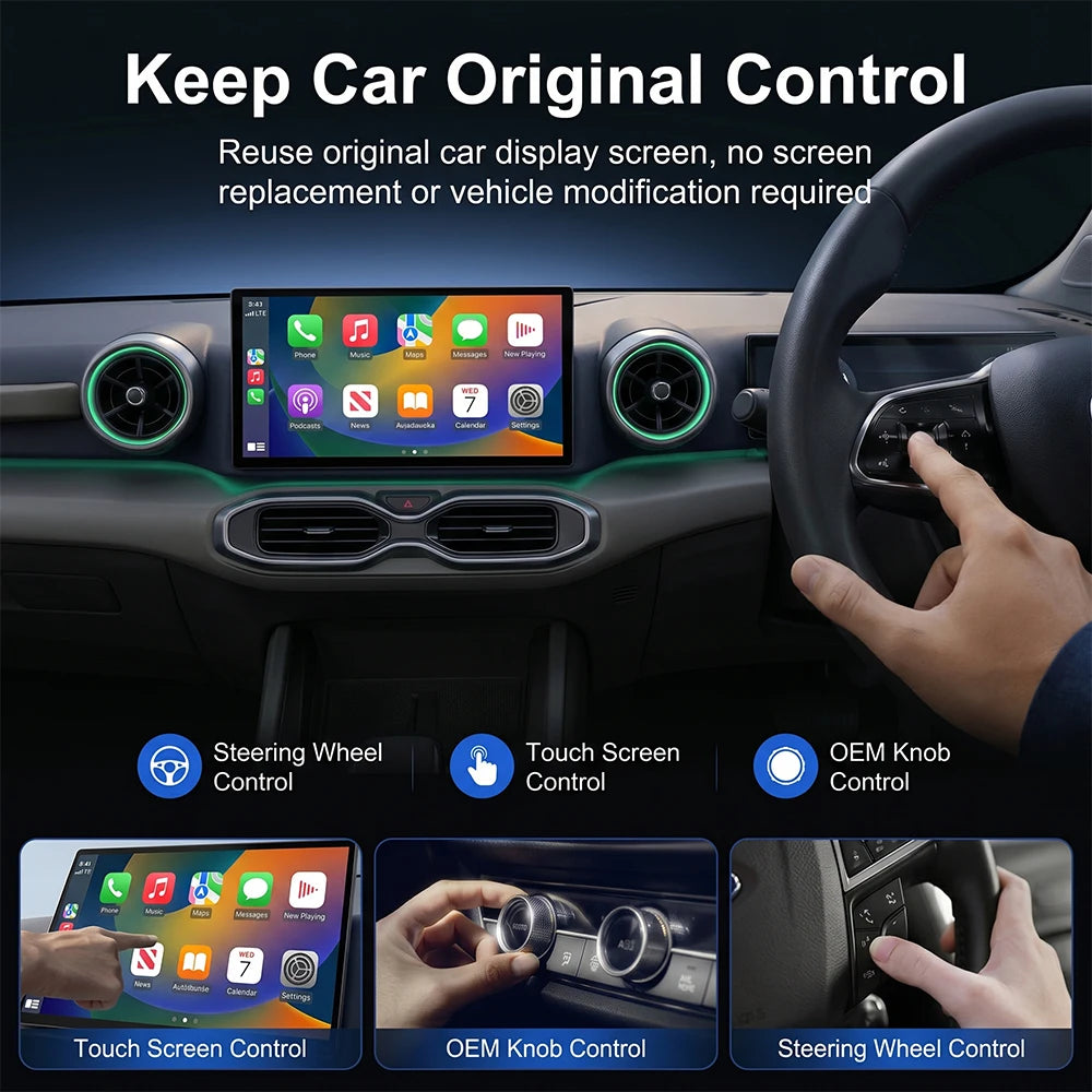 TrolinkTek Mini Wireless CarPlay Dongle with Bluetooth 5.0 & 5GHz WiFi, Plug&Play Converter, Support Media Playback Navigation for All Vehicles Built-in Original Wired Apple CarPlay