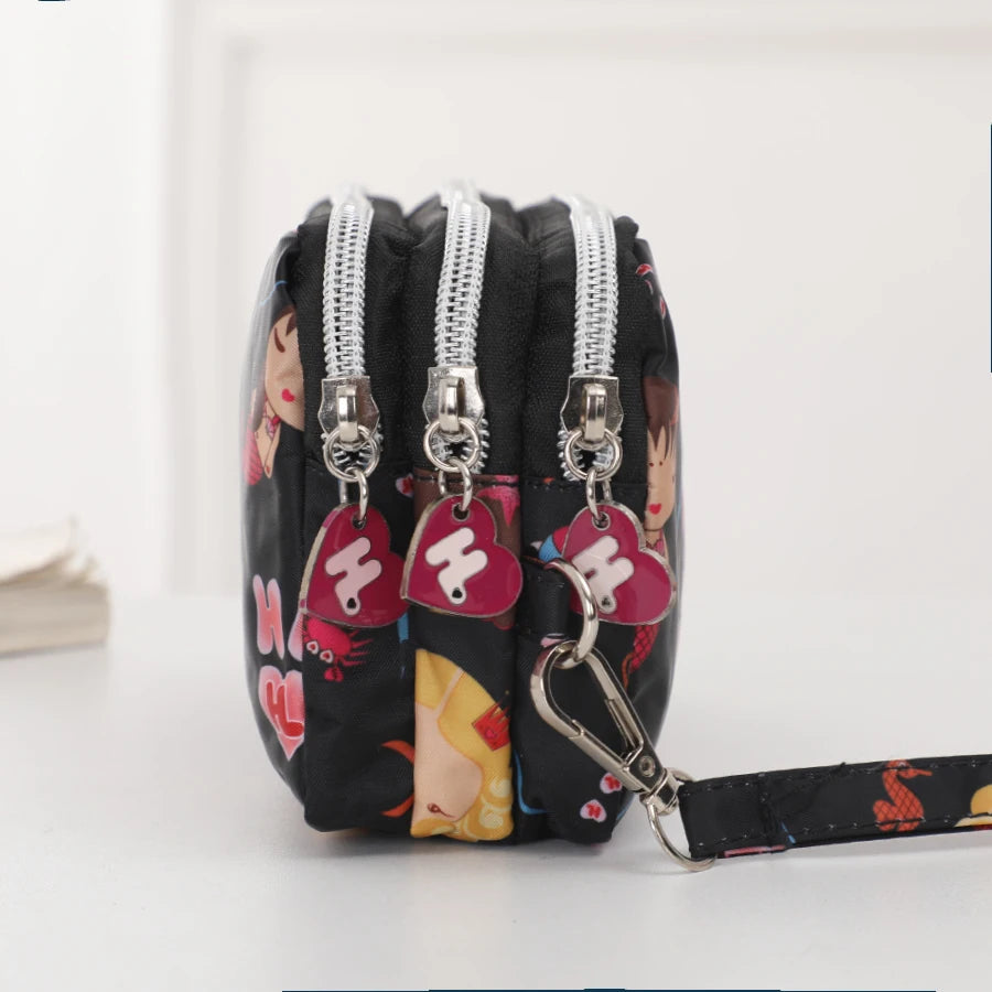 Fashionable clutch for women, long 3-zipper large-capacity wallet, multi-functional mobile phone bag, coin purse