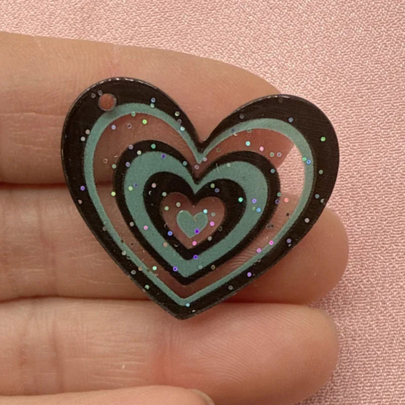 10pcs acrylic heart pendant, DIY jewelry making earrings, necklaces, keychains, accessories