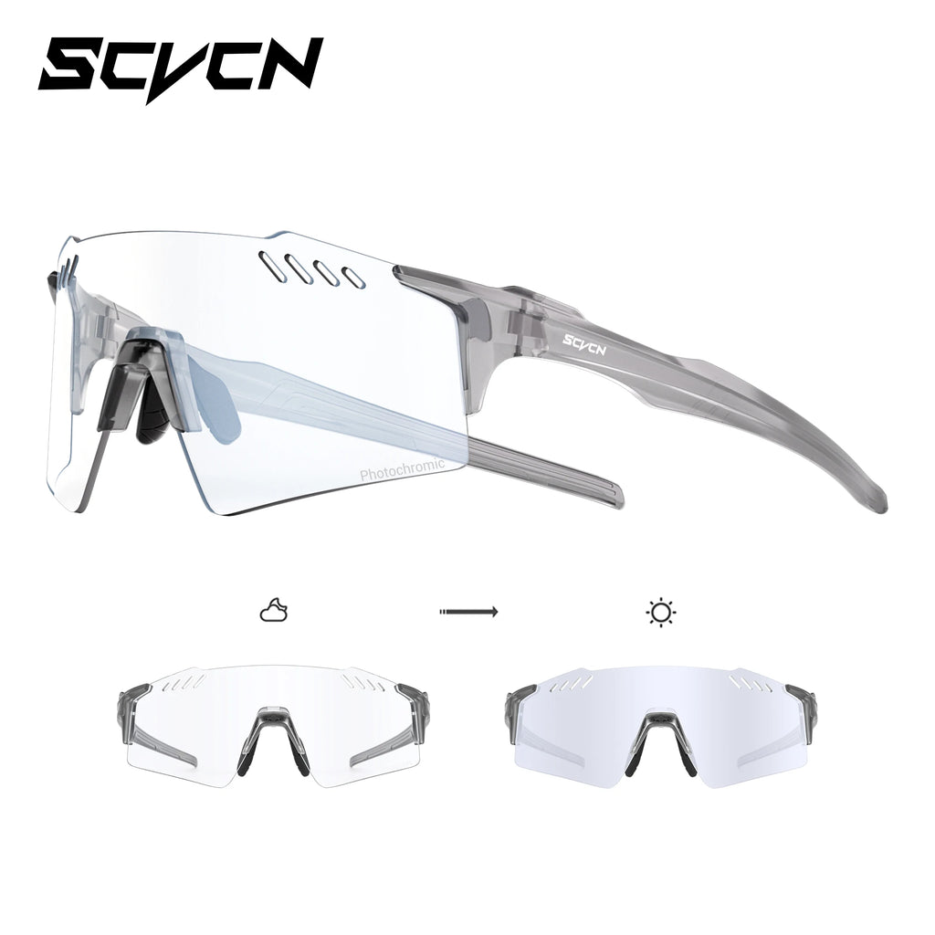 SCVCN Hiking Eyewear Fashion Rimless Cycling Glasss Outdoor Sports Running Drving Sunglasses for Men Goggles Mtb Bicycle 1 Lens