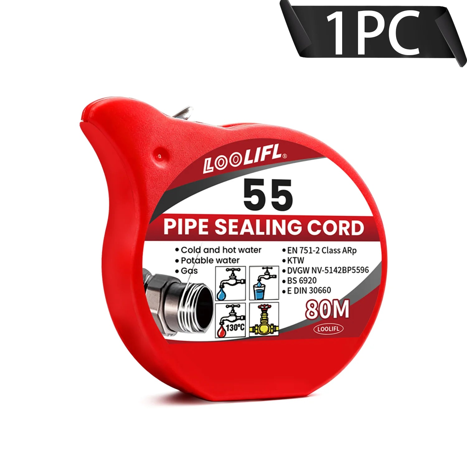 LOOLIFL 55Professional Pipe Sealing Cord Thread Seal Tape Alternative for Hot/Cold Water,Gas Pipeline Plumbing Sealing Solution