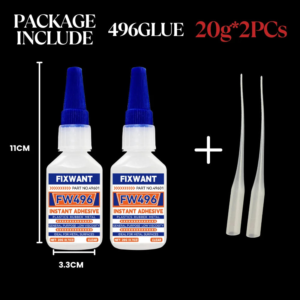 20g FW401/406/495/480 Super Glue Instant Quick-Drying Cyanoacrylate Adhesive Leather Rubber Wood Metal Strong Bond Liquid Glue