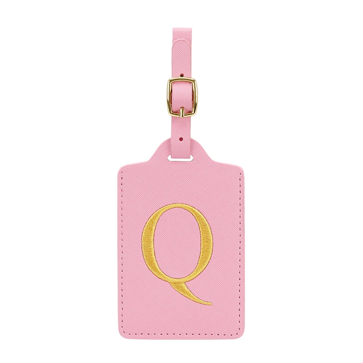 MIYIN 26 letters Luggage Tags for Suitcases PU Leather Privacy Protection Bag Tags Travel Accessories Essential, Pink