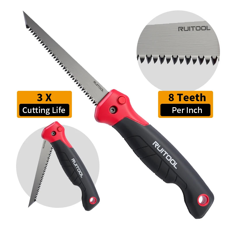 6 Inch Folding Drywall Saw Steel Blade Manual Jab Hand Saw Portable Folding Design for DIY Projects Cutting Drywall