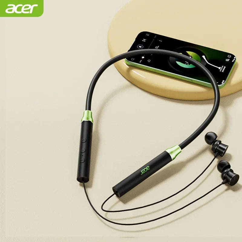 Acer OHR201 Earphone Bluetooth 5.4 Neckband Wireless Headphone HIFI Sound Sport Magnetic Headset Waterproof Earbuds with ENC Mic