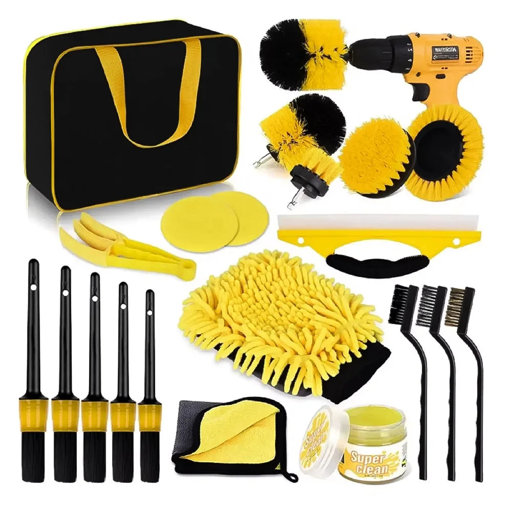 KUNAISI Car Cleaning Kit Detailing Brush Set Car Polish Pads Car Cleaning Brush For Car Air Vents Rim Dirt Dust Clean Tools