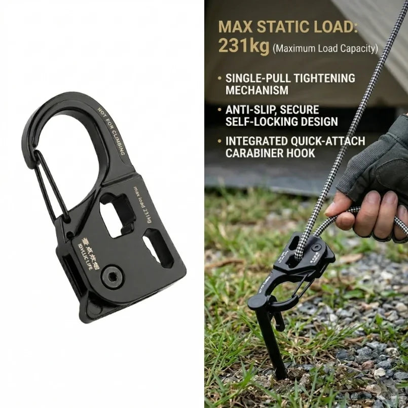 Aluminum Alloy Tent Rope Tensioner Stainless Steel Self Lock Rope Adjuster 2-10mm Anti-Slip Tarp Tightener Outdoor Accessories