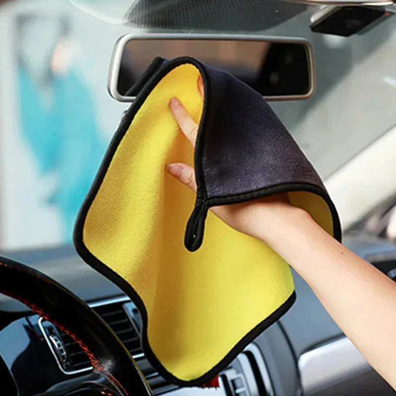 10pcs Thicken Microfiber Motorcycle Car Cleaning Towels Soft Drying Cloth Car Washing Towels Double Layer Clean Rags Detailing