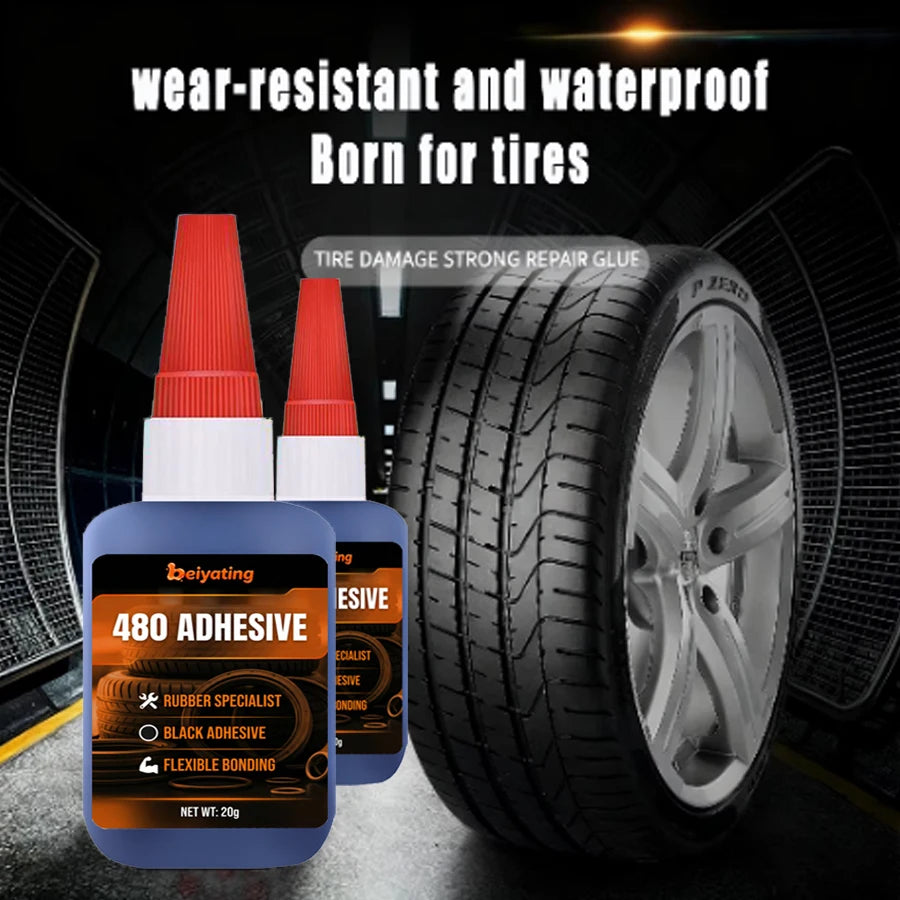 480 Black Super Glue,Quick-Drying Black CA Adhesive Rubber Metal Strong Liquid Glue, Emergency Repair Adhesive, Rubber Glue