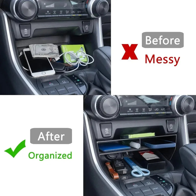 Car Center Console Organizer Tray Auxiliary Storage Box for Toyota RAV4 2025 2024 2023 2022 2021 2020 2019 Accessories