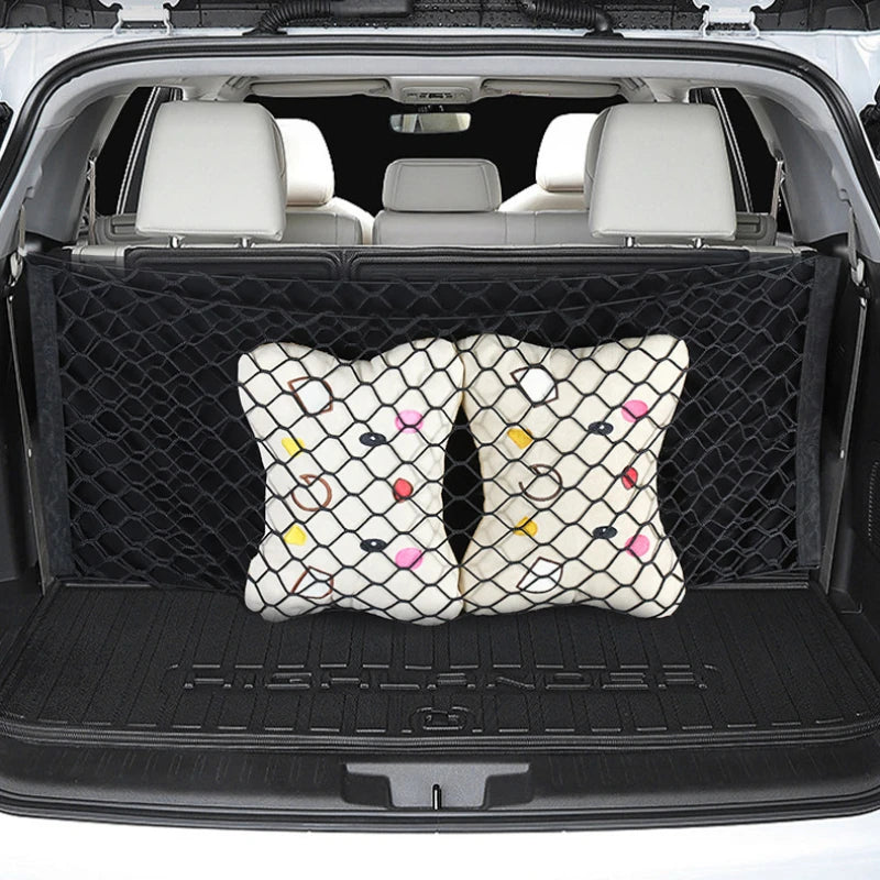 Car Mesh Elastic Nylon Rear Back Cargo Trunk Storage Organizer Double Layer Luggage Net Auto Back Rear Mesh Seat Car Accessories