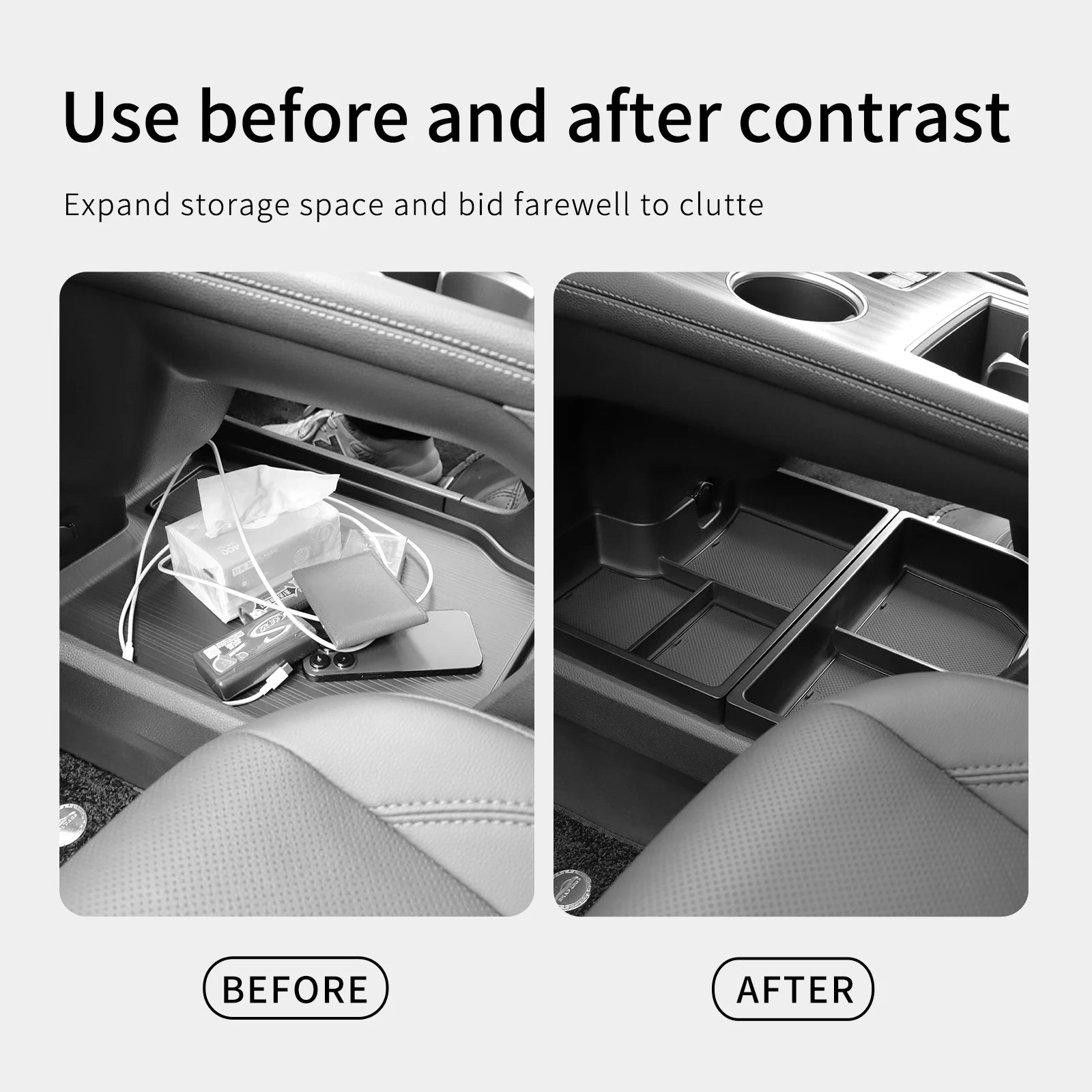 for Toyota Sienna 2024 2025 Center Console Lower Storage Box Car Interior Accessories Storage Tray Organizer Case 2pcs/set