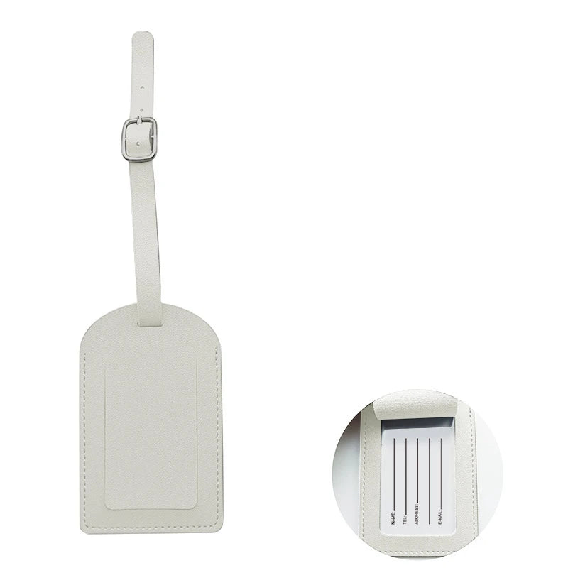 Women Men PU Leather Luggage Tag Suitcase Identifier Label Baggage Boarding Bag Tag Name ID Address Holder Travel Accessorie