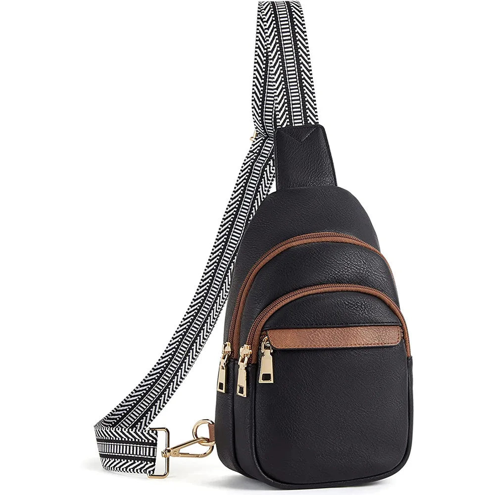 New Chest Sling Bag Crossbody Bag Pu Leather Shoulder Bag Large Sling Backpack Fanny Packs Chest Bag Travel Cycling Sports Bag