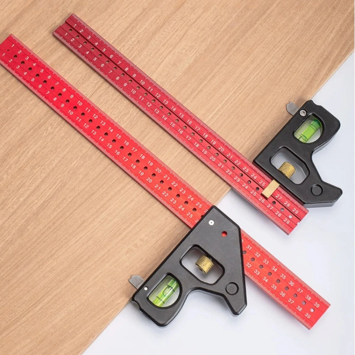 300/400mm Aluminum Alloy Multi-Functional Angle Ruler W/ Level Bubble, Ergonomic Handle for Accurate Carpentry Home Improvement