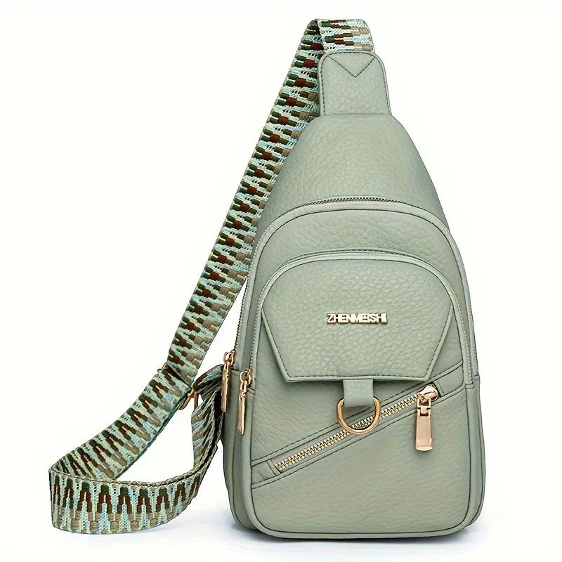 1pcs Large Capacity PU Leather Crossbody Bag Adjustable Strap Casual Chest Bag Fashion Versatile for Travel Daily Use