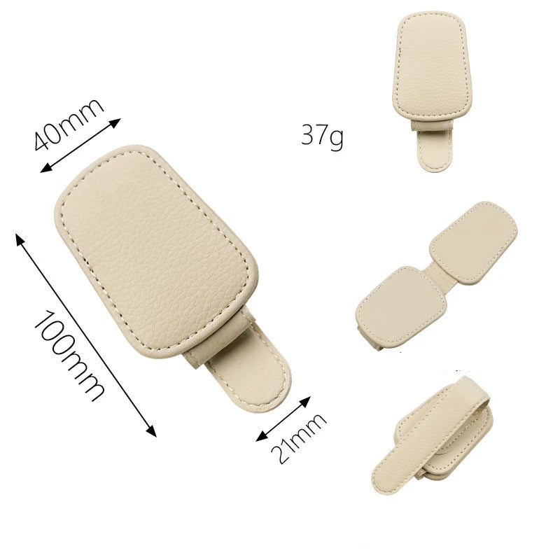 Multifunctional Car Glasses Clip Leather Sun Visor Storage Box Car Sunglasses Holder Organizer
