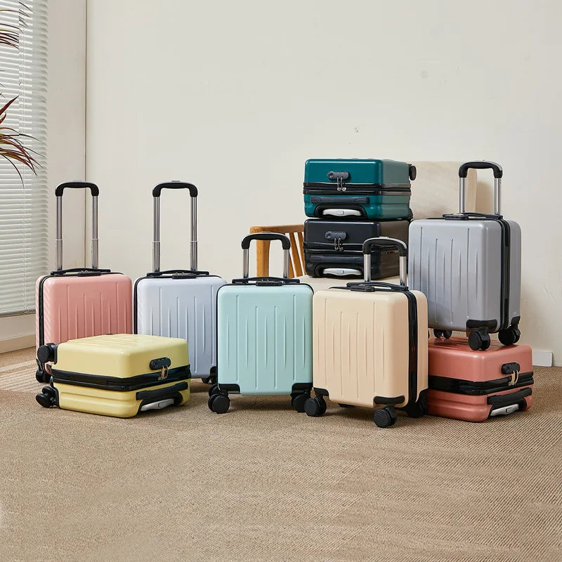 High-quality 14-Inch Unisex PC Trolley Fashionable Travel Suitcases Fashionable ABS Mini Boarding Carry-On Cases Small Hand Lu