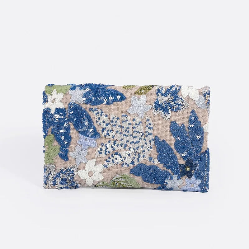 Cross-border High-end Envelope Bag, Sequined Embroidery Straw-woven Niche Women's Clutch Bag, Summer New Woven Women's Clutches