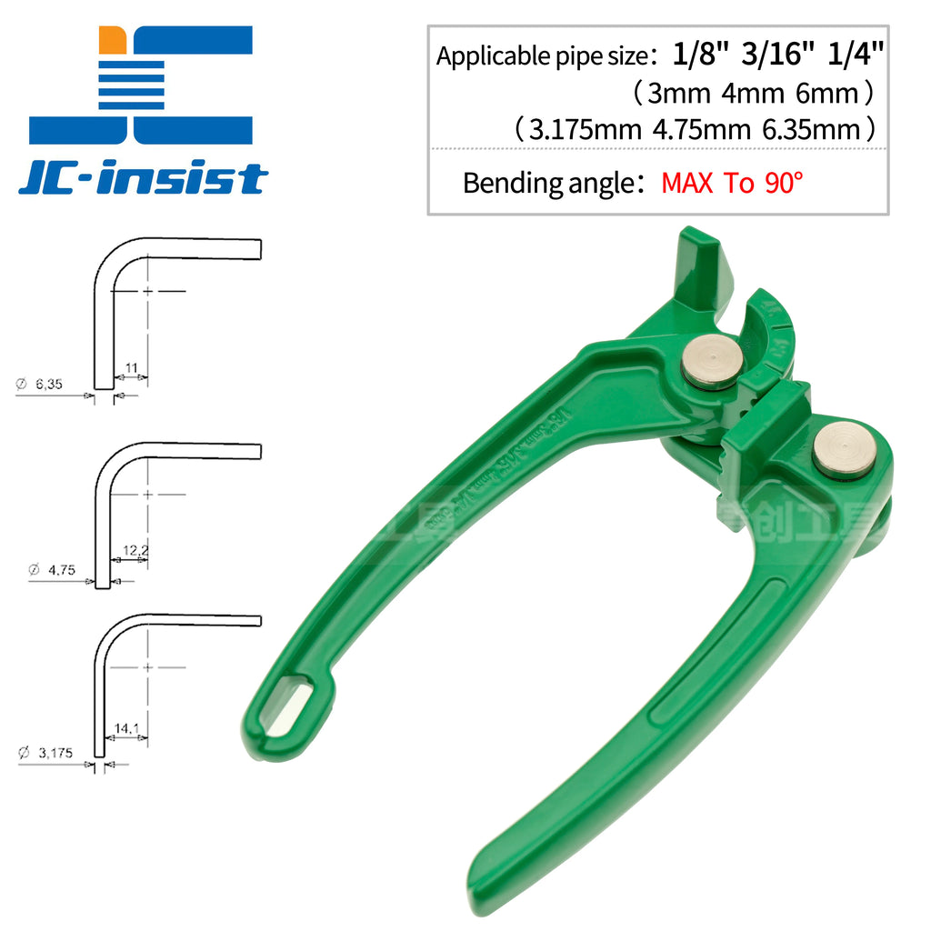 Copper Tube Bender, Tubing Bender 90°,Fuel Brake Pipe Bender Hand Tool 1/4“ 3/16” 1/8“ ,3 In 1 Pipe Tubing Bender