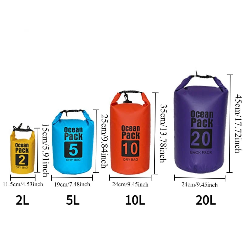 500D PVC Waterproof Dry Bag Sling Backpack Roll Top Storage Sack for Kayaking Rafting Hiking Fishing Boating Outdoor Gear